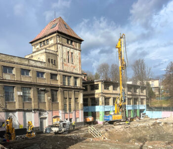 Prace geotechniczne na terenie dawnej fabryki BEFAMA w Bielsku-Białej